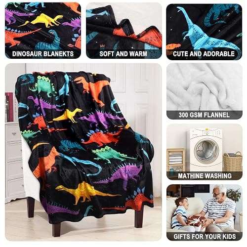 BOOPBEEP Kids Dinosaur Blanket for Boys Girls Room Decor Personalized Cute Toddler Throw Blanket Chiristmas Dinasour Birthday Year Old Gifts Toys 50x60 thumbnail 6
