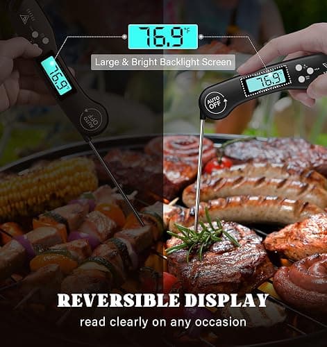 Meat Thermometers, DOQAUS Instant Read Food Thermometer for Cooking, Digital Kitchen Thermometer Probe with Backlight & Reversible Display, Wide Temperature Range for Turkey Grill BBQ Oven Candy thumbnail 5