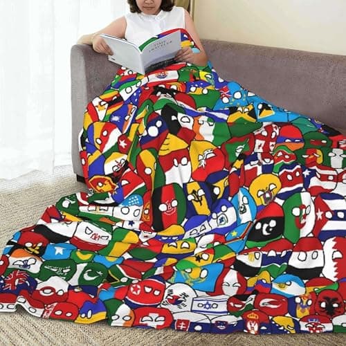 Countryball Polandball World Map Throw Blanket Flannel Fleece Fuzzy Blanket 40"X50" Soft Cozy Lightweight Blanket for Home Decor Bed Sofa Office Bedroom Living Room Travel thumbnail 2