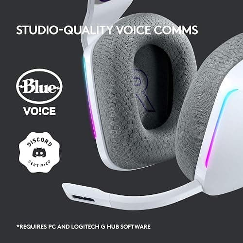 Logitech G733 Lightspeed Wireless Gaming Headset, Suspension Headband, Lightsync RGB, Blue VO!CE Mic, PRO-G Audio – White, Gaming Headset Wireless, PC, PS5, PS4, Switch Compatible thumbnail 9