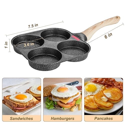 MyLifeUNIT Egg Frying Pan, 4-Cup Egg Pan Nonstick, Fried Egg Pan Skillet for Breakfast, Pancake, Hamburger, Sandwiches, Suitable for Gas Stove & Induction Cookware thumbnail 2