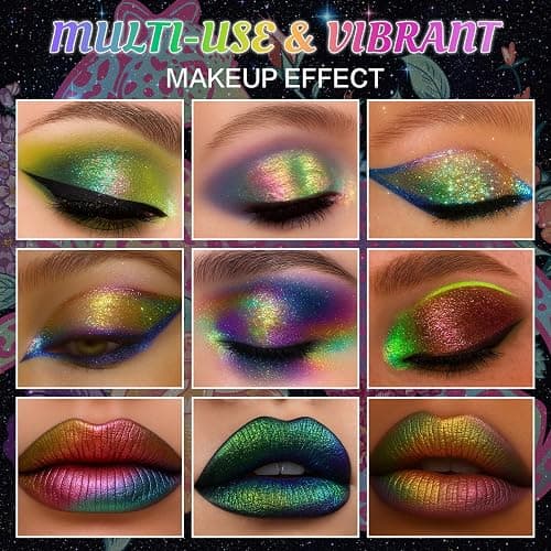 UCANBE Chameleon Multichrome Eyeshadow Palette, 10 Colors Shifting Chromatic Sparkling Metallic Eye Shadow, Multi-Use Blendable Holographic Glitter Shimmer Eye Makeup Palllet (Lunar Mirage) thumbnail 5