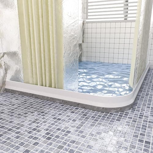*BOUGHT* 3" High Shower Threshold Water Dam 74 IN Collapsible Shower Water Splash Guard for Curbless Shower Threshold Barrier Water Stopper for Wet and Dry Separation Bathroom and Kitchen (White) thumbnail 6