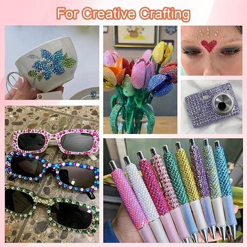 Canvalite 7000Pcs Flat Back Rhinestones Kit – Colorful Face Gems & Nail Art Rhinestones with Multi Shape Crystal Gems (Heart Star), Quick Dry Makeup Glue, Wax Pen, Tweezers for Face Nail Craft thumbnail 8
