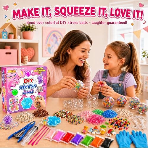 DIY Stress Ball Making Kit with Fillers –15PCS Stress Ball Squishy Making Kit Includes 15Empty Squishy Skins, 18Fillers, Air Pump & Expanded Tool for Adult ASMR Anxiety Relief & Sensory Play thumbnail 4