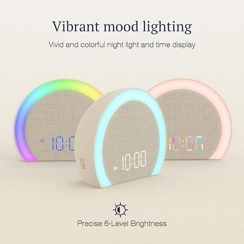 ANJANK Extra Loud Alarm Clock with Wireless Bed Shaker, Vibrating Dual Alarm with Light Wake Up for Heavy Sleepers & Hearing Impaired, 9-Color Night Light, 8 Sounds, 0-100% Dimmer, USB Charger thumbnail 8