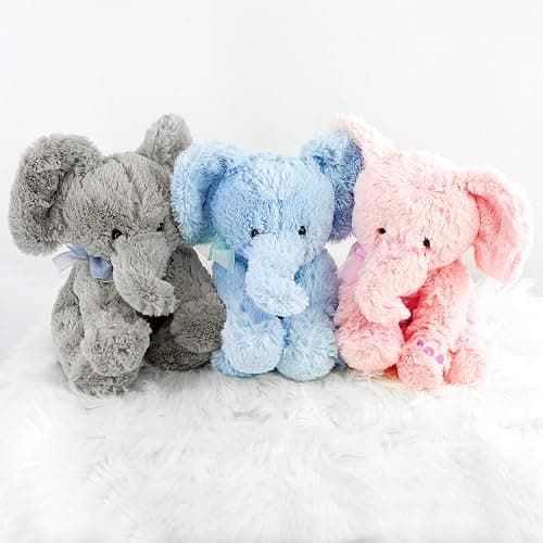 11" Plush Super Soft Elephant Teddy Bear Cuddling Baby Gift Toy with Ribbon (Grey Elephant) thumbnail 5