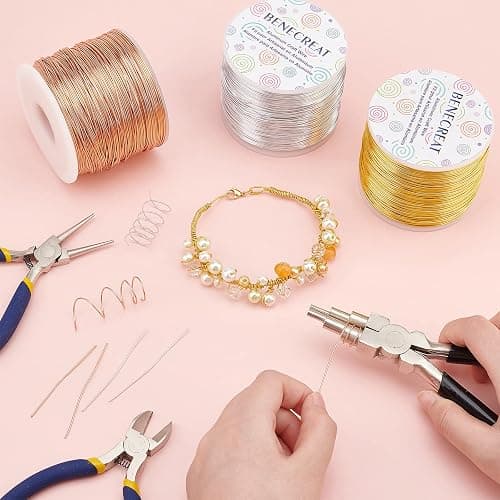 BENECREAT 20 Gauge 770FT Aluminum Wire Anodized Jewelry Craft Making Beading Floral Colored Aluminum Craft Wire - Yellow Gold thumbnail 5