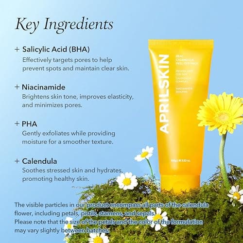 APRILSKIN Calendula Flower-Infused Facial Peel Off Mask, 3.52 fl. oz, PHA, BHA & Niacinamide gently exfoliates, removes impurities, improves uneven skin tone, and minimizes pores, Korean Skincare thumbnail 4