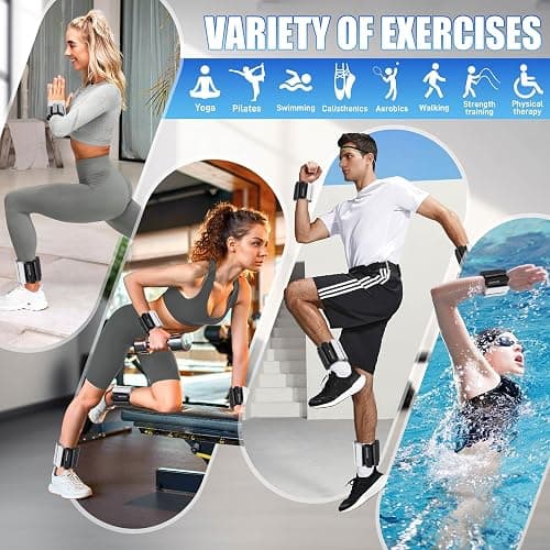 BECOJADDE Ankle Weights Set of 2 (1 lb/2 lb Each) for Women Men Adjustable Wrist Bracelet for Home Gym Weighted Bangles Wristbands Leg Arm Weights for Walking Swimming Running Pilates Yoga Gym thumbnail 2