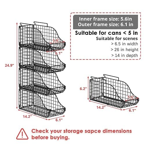 Sonyabecca 4-Pack Stackable Can Rack Organizer for Kitchen Pantry | Soda Can Organizer and Food Storage Dispenser for Pantry Cabinets. Foldable Wire Rack Keeps Canned Food Organized thumbnail 2