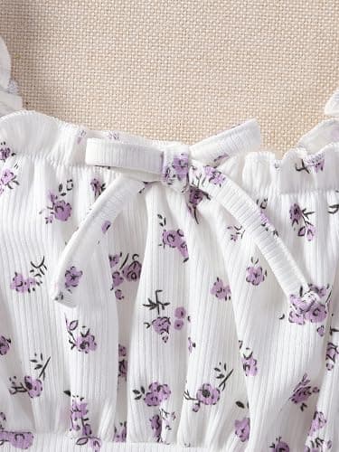 SOLY HUX Girl's Ditsy Floral Print Frill Trim Cami Crop Top Cute Summer Tops Preppy Clothes thumbnail 4