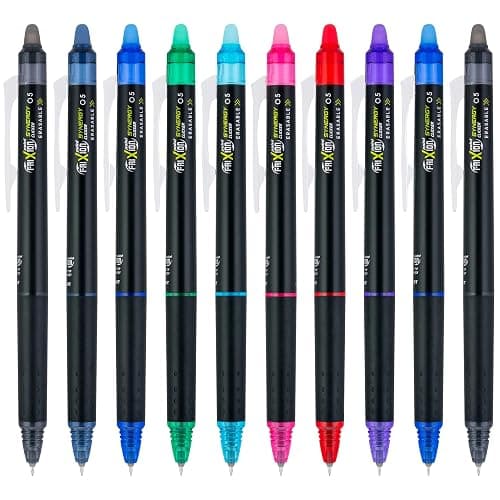 Pilot FriXion Synergy Clicker Erasable, Refillable, Retractable Gel Ink Pens, Extra Fine Point 0.5 mm, Pack of 10, Assorted Colors, FriXion Erasable Pens 0.5 - Ideal for School & Office Writing thumbnail 3