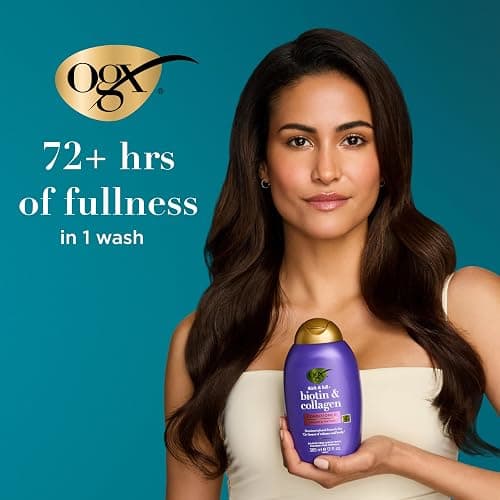 OGX Thick & Full + Biotin and Collagen for Hair Volume & Body, Sulfate Free Volumizing Shampoo & Conditioner Set for Fine & Thinning Hair, Nutrient-Infused, Vitamin B7, 13 fl oz, 2 Pack thumbnail 8