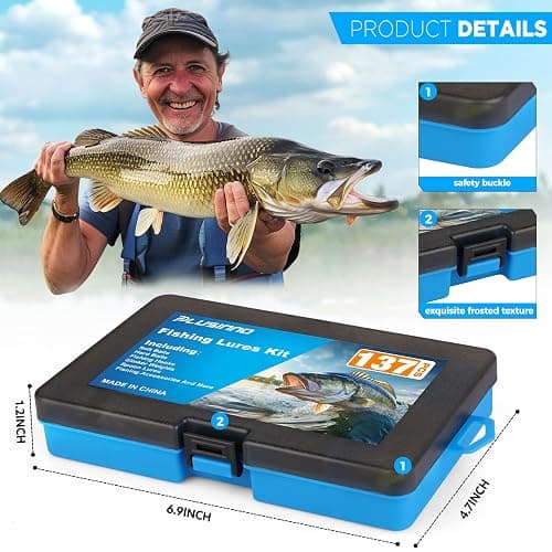 PLUSINNO Fishing Lures, 137Pcs Tackle Box with Tackle Included, Crankbaits, Spoon, Hooks, Weights & Other Accessories, Fishing Bait Lure Gear Kit Gift for Men Bass Freshwater thumbnail 8