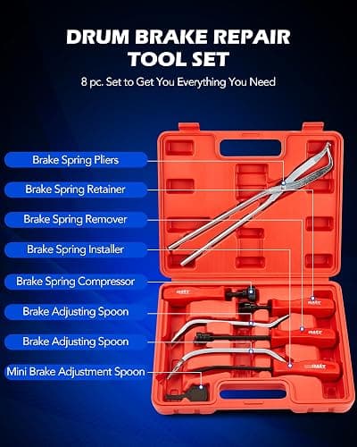 Orion Motor Tech Disc Brake Pad and Caliper Service Tool Kit with Case & 8pc Drum Brake Tool Kit, Drum Brake Tool with Drum Brake Spring Tool, Bundle thumbnail 7