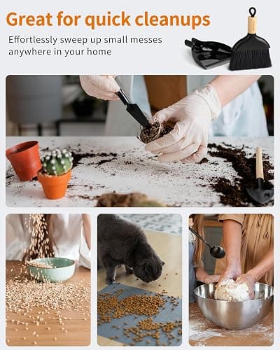 MR.SIGA Mini Dustpan and Brush Set, Portable Cleaning Brush and Dustpan Combo with Bamboo Handle, Black, 1 Set thumbnail 7