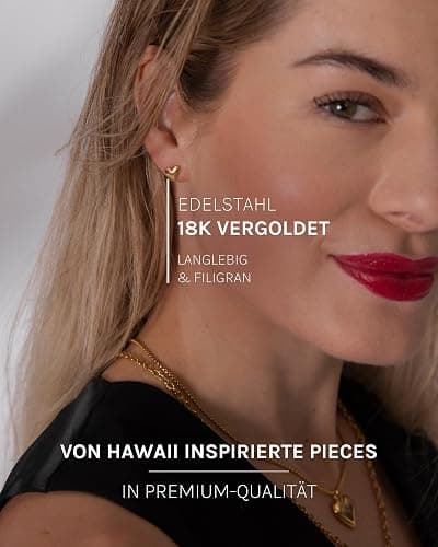 PURELEI® Secret Love Ohrringe – Elegante, verspielte Ohrstecker – Edelstahl – Schöne Damenohrringe in Herzform – Hawaiianisch inspiriert & wasserfest thumbnail 3