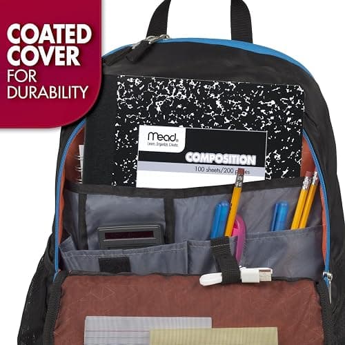 Mead Composition Notebook, 3 Pack, Wide Ruled Paper, 7-1/2" x 9-3/4", 100 Sheets per Comp Book, Black Marble (38301) thumbnail 7