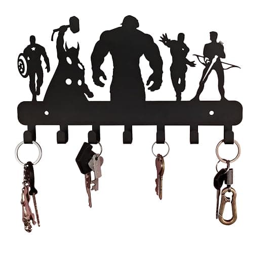HeavenlyKraft Superheros Wall Mounted Metal Key Holder, Key Organizer, Metal Key hook, 10.6 X 7.5 X 1 INCH - Image 1