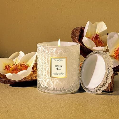 Chloefu LAN Vanilla Bean Highly Fragranced Candle Gifts for Women, Mothers Day Gift, Natural Wax Candle for Home Scented, Up to 55 Hour Burn time - 230g Premium Soy Wax thumbnail 5