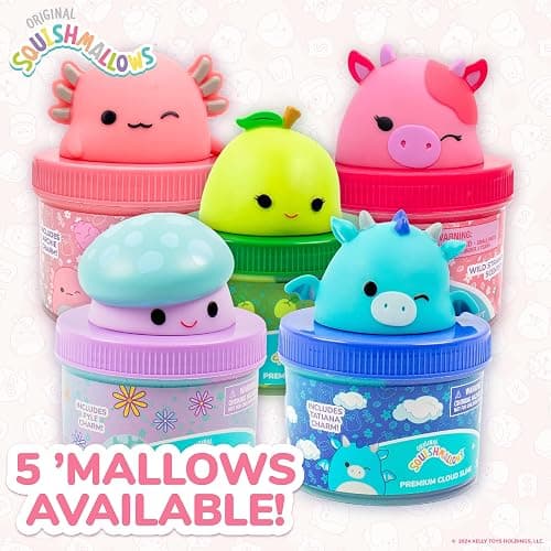 Original Squishmallows Calynda The Cow Premium Cloud Slime, Strawberry Scent, 8 oz. Jar Storage Container with Figurine Topper, Rubber Charm, Goodie Bags Stuffers, Kids Party Favors, Sensory Toys thumbnail 8