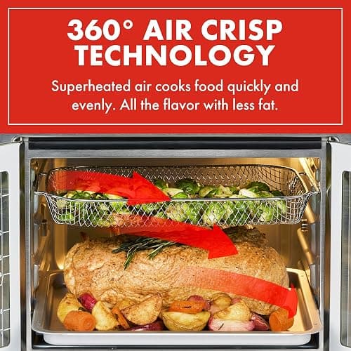 Emeril Lagasse Extra Large French Door Air Fryer Toaster Oven Combo, 24 Cooking Functions and Digital Controls, 7 Accessories Included, Stainless Steel Finish, 26QT Capacity thumbnail 5