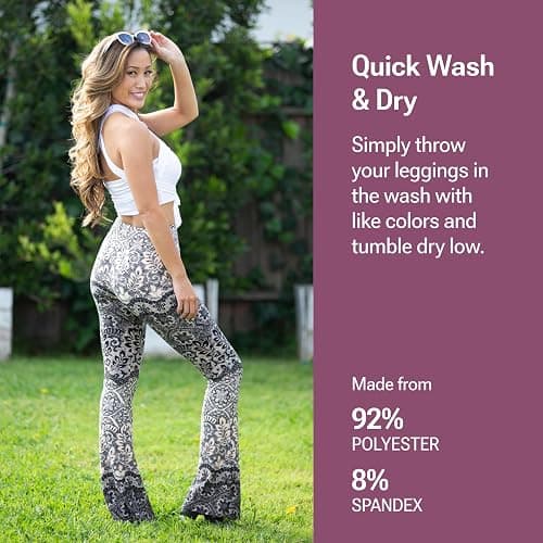 SATINA High Waisted Flare Leggings for Women - Yoga Pants for Women - Buttery Soft Bell Bottom Palazzo - Versatile Sizing thumbnail 9