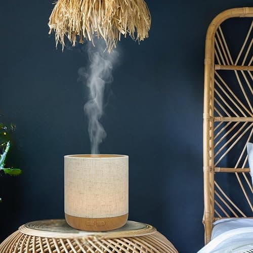 Zen’Arôme Diffuseur Ultrasonique Alesia – Diffusion Huile Essentielle à Froid Aromathérapie – Design Original, Coque en Toile de Lin et Revêtement Couleur Bois – Diffusion + Éclairage Personnalisables thumbnail 10