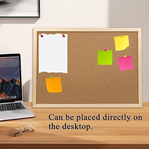 GDMINLO Cork Board Bulletin Board, 15.7"X 11.81" pin Boards for Walls, Oak Wood Finish Frame, Wall Mounted Cork Board for Office Home and School(Pins, Eye Bolts, gaskets, Screws) thumbnail 4