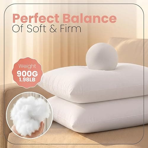 Utopia Bedding 20x26 Pillow Inserts, Set of 2, White – Indoor Decorative Throw Pillows for Bed, Sofa & Couch – Soft, Supportive & Fluffy Cushion Inserts thumbnail 4