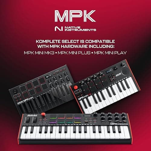 Akai Professional MPK Mini MK3-25 Keys USB MIDI Keyboard Controller with 8 Backlit Drum Pads, 8 Buttons, Music Production Software and Native Instruments Sound Package (NKS Integration), Black thumbnail 4