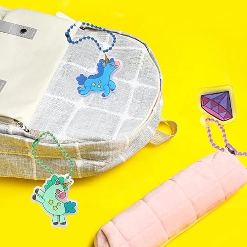 89PC DIY Unicorn Shrink Plastic Art Kit - 46 Pre-Cut Shapes, 12 Markers & Accessories - Make Charms, Keychains & Tags - No-Mess Craft for Kids - Birthday Gift with Shrinky Plastic Sheets thumbnail 8