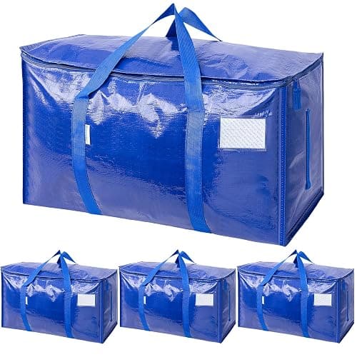 TICONN 4 Pack Extra Large Moving Bags Heavy Duty with Zippers & Carrying Handles, Durable Storage Bags Moving Boxes for Closet Organizers and Storage (4 Pack, Blue) - Image 1
