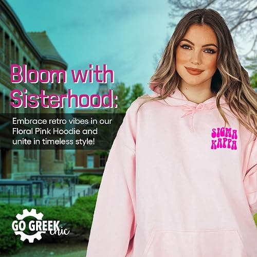 Go Greek Chic Phi Mu Retro Floral Pink Hoodie - Phi Mu thumbnail 8