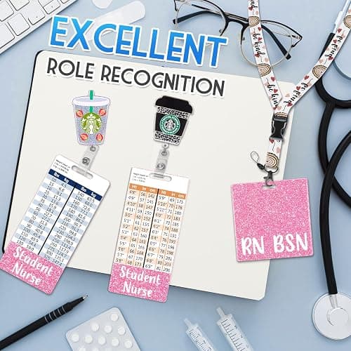 Plifal Student Nurse Badge Buddy Card Holder Nursing Accessories Vertical ID Name Identification Tags Nurse Work W Height & Weight Conversion Charts thumbnail 5