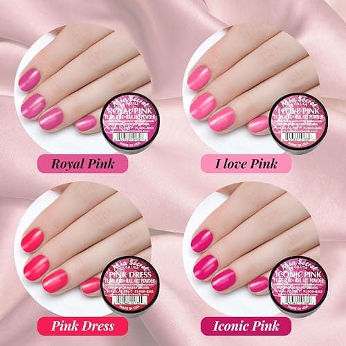 6PC Mia Secret Colored Acrylic Nail Art Powder Collection - I LOVE PINK, 6PC thumbnail 3