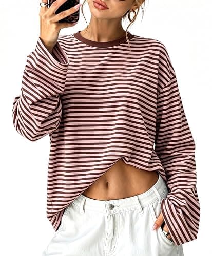 Sampeel Womens Long Sleeve Tops Oversized T Shirts 2026 Y2K Fall Fashion Clothes - Image 1