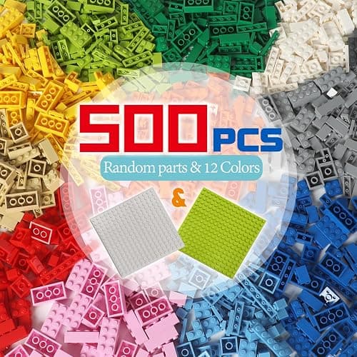ekuzi Classic Bricks Compatible with Lego Base Plates (500pcs+2plates) - Image 1
