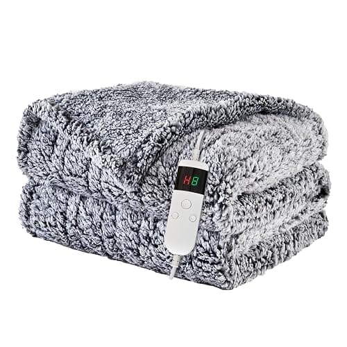 Heated Blanket Heated Throw, Electric Blanket 50"x60" Heating Blanket with 8 Hours Auto Off 10 Fast Heating Levels Machine Washable Sherpa Heated Blanket with Overheating Protection - Image 1