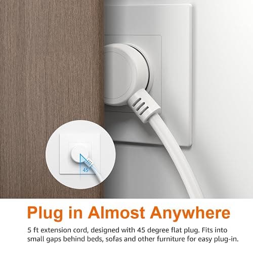 Amazon Basics Power Strip Cube 3 Outlet 3 USB Ports, 1 USB-C(15W) and 2 USB-A(12W), 5 ft Extension Cord, Home, Office, Travel, White thumbnail 7