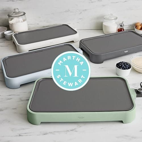 Martha Stewart 12"x 22" XL Electric Griddle, Ceramic Nonstick Flat Top | PFAS-Free Nonstick Grill, XL Cooking Surface for Pancakes & Eggs, Adjustable Temp Dial, Drip Tray, 1500W Heating, Caviar Gray thumbnail 12