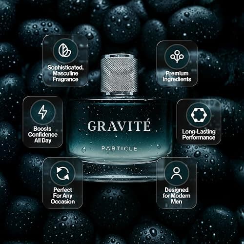 Particle Gravité Cologne Spray for Men, Long Lasting Fresh Scent, Men's Perfume Woody Citrus Fragrance, Notes of Pepper, Rosemary, Grapefruit, Cedar, Cashmere & Musk, 3.38 FL OZ Bottle thumbnail 2