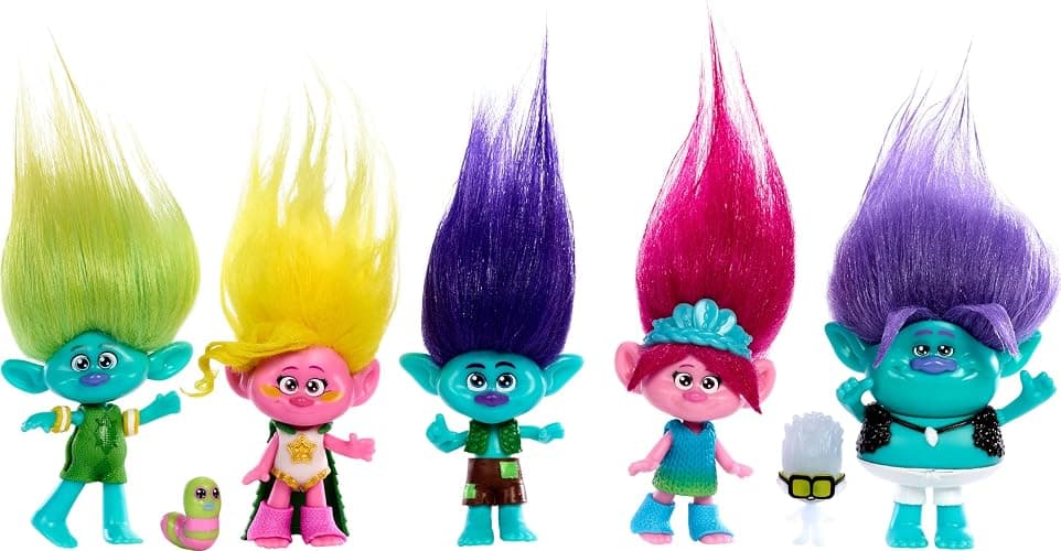 Mattel DreamWorks Trolls Band Together Toys, Best of Friends Pack with 5 Small Dolls & 2 Character Figures, Includes Queen Poppy Doll (Amazon Exclusive) - Image 1