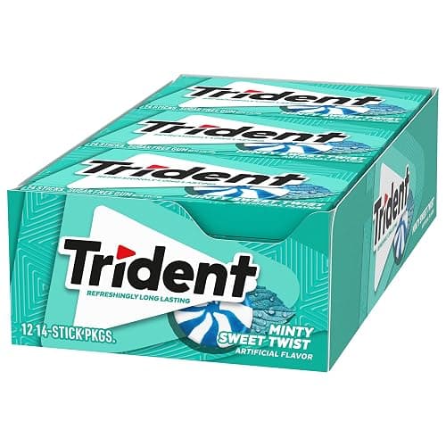 Trident Minty Sweet Twist Gum, 12 Packs of 14 Pieces (168 Total Pieces) | Chewing Gum with Xylitol, Perfect for Long Lasting Fresh Breath at School, Work & Travel thumbnail 14