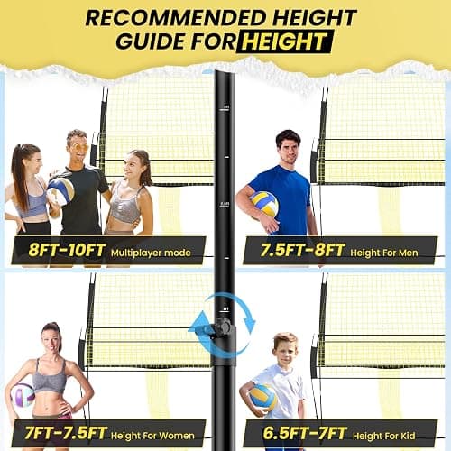 Volleyball Training Equipment, Volleyball Net System with Freely Height-Adjustable for Backyard, Volleyball Practice Net for Serving Setting Spiking, Easy Set Up for Indoor and Outdoor Use thumbnail 6