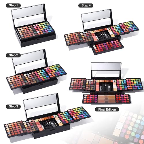 Professional All in One Makeup Kit for Women Full Kit,186 Colors Make Up Palette Christmas Gift Set, Including Eyeshadow,Lip Gloss,Concealer,Highlighter,Contour,Brow Powder,Mascara,Blush & Brush thumbnail 5