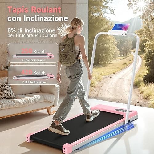 Dskeuzeew Tapis Roulant Con Inclinazione 7%, 3 IN 1 Tapis Roulant Pieghevole, Walking Pad thumbnail 2
