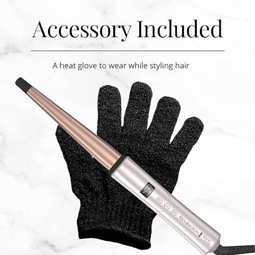 Remington Shine Therapy Argan Oil & Keratin Infused ½-1 Inch Tapered Curling Wand for Natural Curls, Includes Heat Glove thumbnail 7