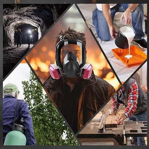 Full Face Respirator Mask with Filters: 6800 Gas Mask with 6001 & 2097 Filter Reusable Organic Vapor Mask Against Fumes Gases Dust for Painting Epoxy Resin Welding Construction Emergency Polishing - 6001+2097 thumbnail 7